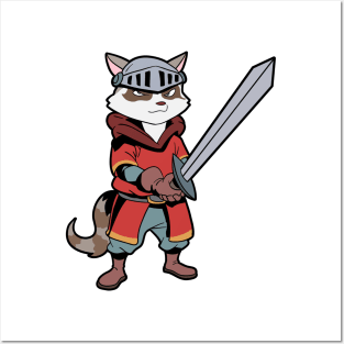 In armor with long sword - raccoon Posters and Art